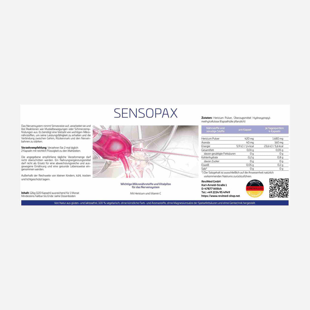 Sensopax (120 Kapseln) (ReviMed GmbH) - Supplements | StakonMed